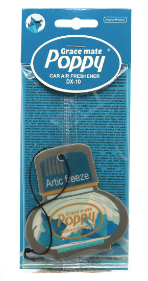 poppy paper airfreshner car artic freeze blue