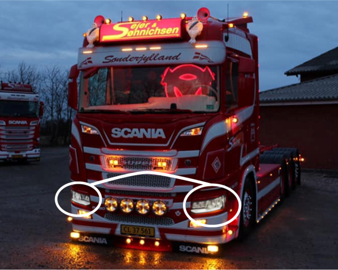 XENO BIANCO  - LUCE DI POSIZIONE SUPPLEMENTARE - FANALE ANTERIORE A LED SCANIA 2016+