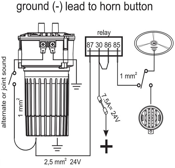 12V - MARCO - TROMBA NAPOLITANO AD ARIA 2 TONI - INCL. COMPRESSORE