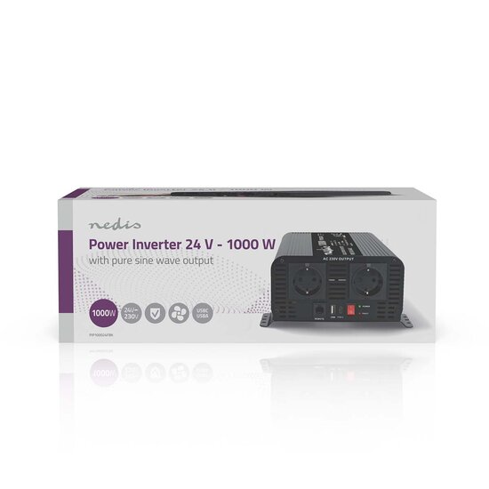 INVERTER NEDIS ONDA SINUSOIDALE PURA 24V 1000W | POTENZA DI PICCO 2000W