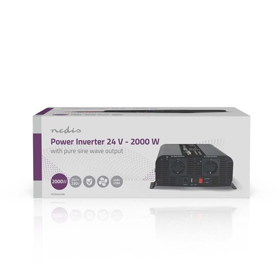 INVERTER NEDIS ONDA SINUSOIDALE PURA 24V 2000W | POTENZA DI PICCO 4000W