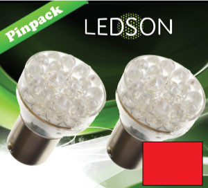 LAMPADA LED ROSSO - 360 13 DIODI P21/5W BAY15d