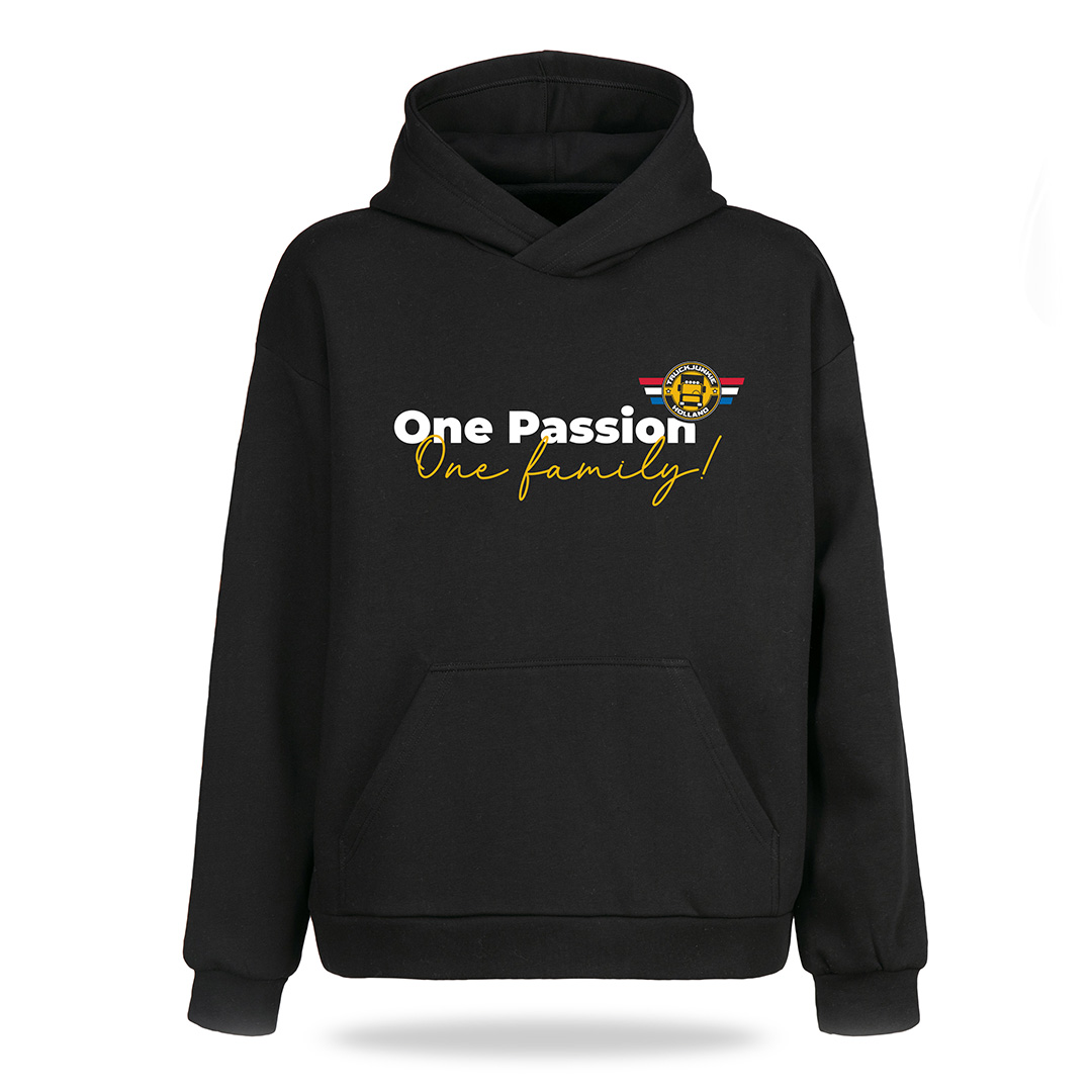 KIDS HOODIE TRUCKJUNKIE ONE PASSION ONE FAMILY FRONT