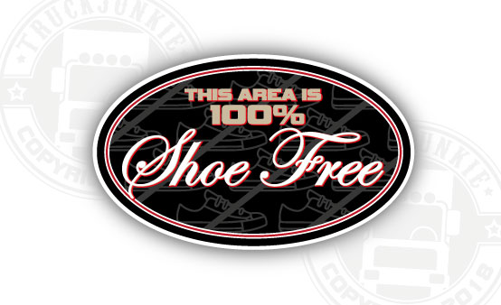 100% SHOE FREE AREA STICKER INSTAP VRACHTWAGEN